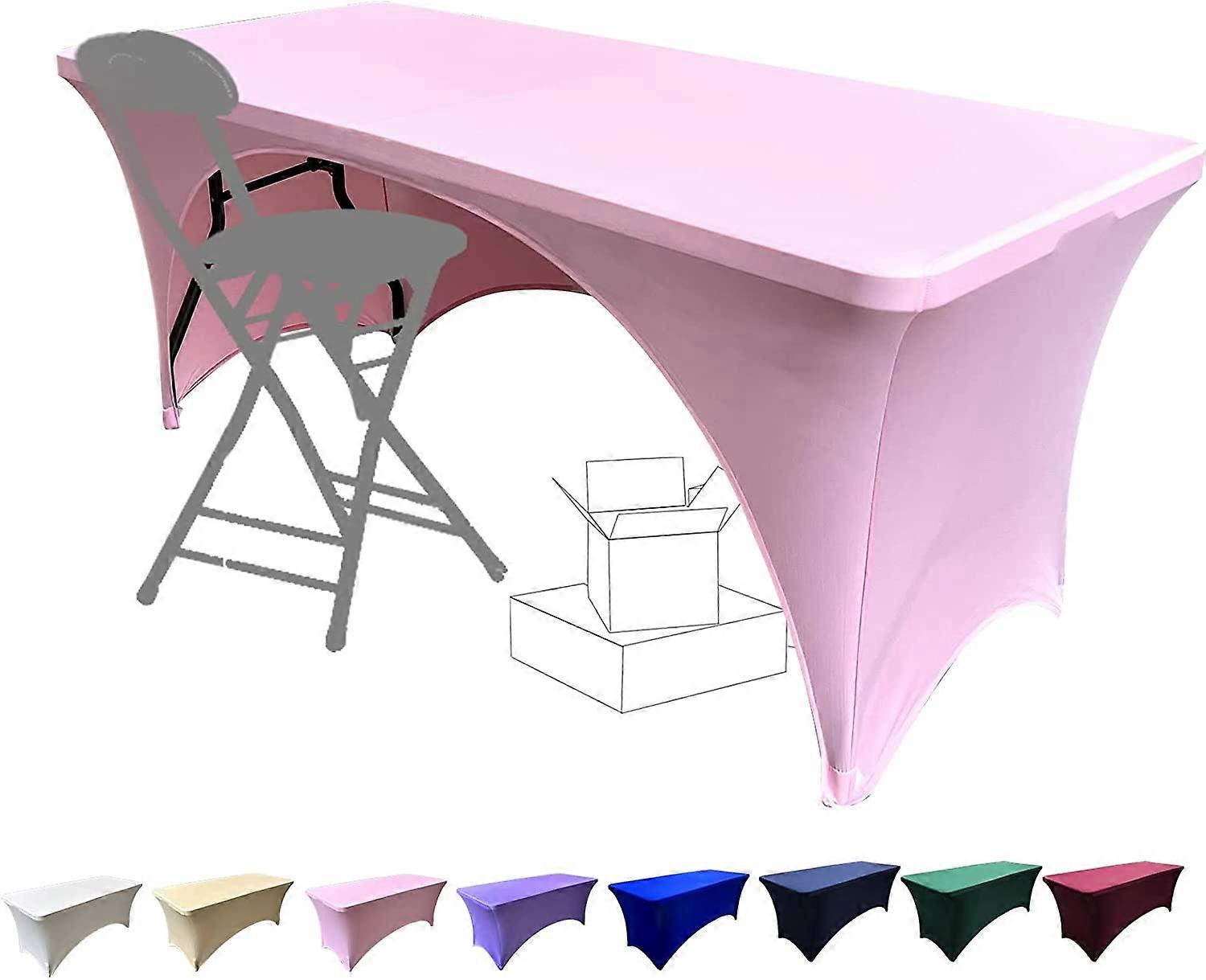 Stretchable Tablecloths 6ft for Rectangle Tables with Open Back, Fitted Spandex Rectangular Patio Table Covers