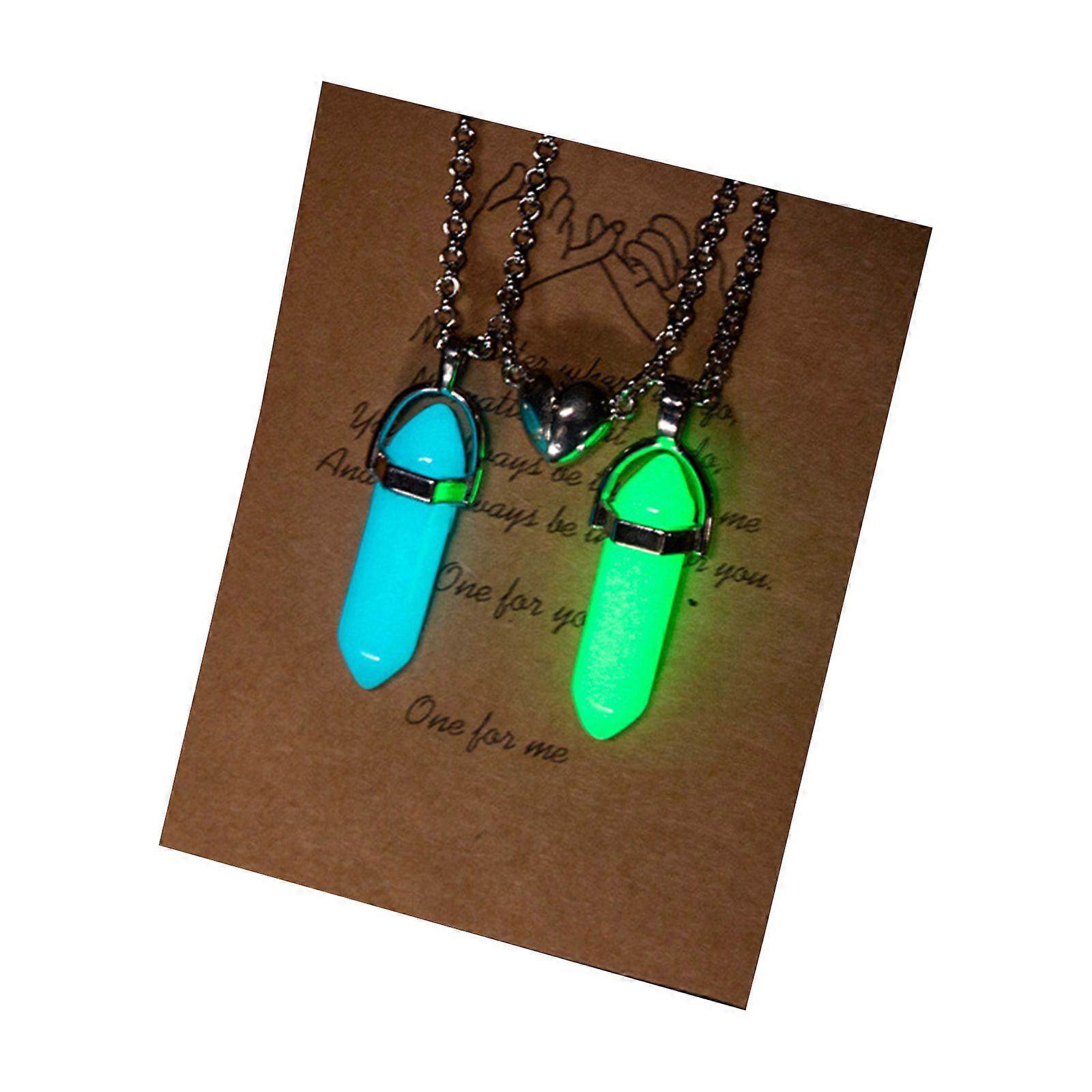 2Pcs/set Lumineux Bullet Forme Collier Hexagonal Pendentif Aimant Collier