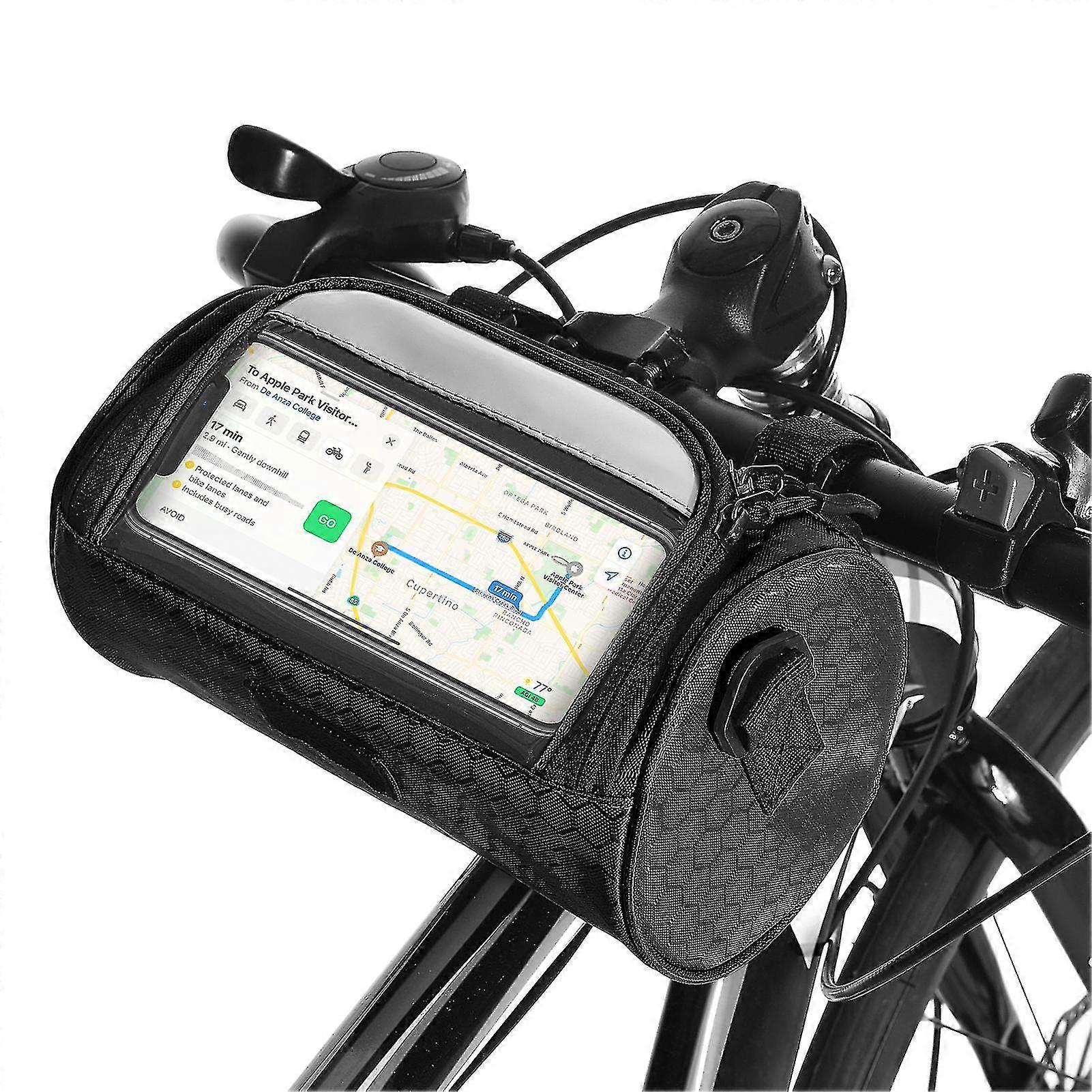 Bike Handlebar Bag Front Frame Storage Bag With Removable Shoulder Strap