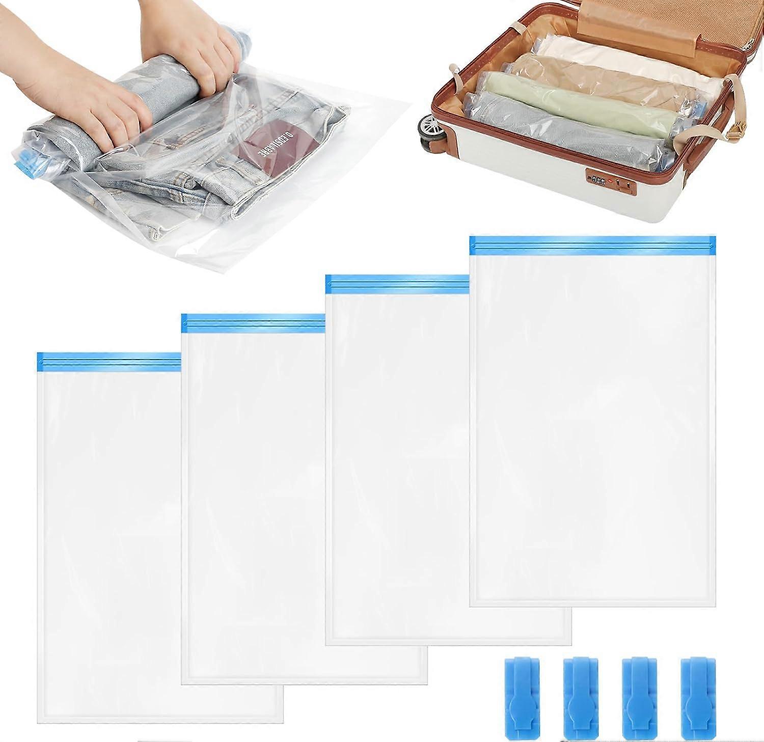 4 sacs de compression enroulables réutilisables, sacs d’emballage de stockage peu encombrants