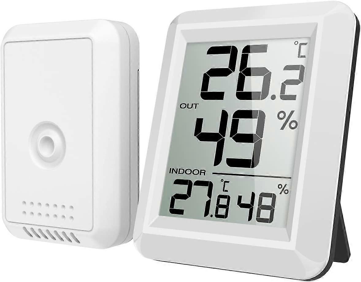 Indoor and Outdoor Thermometer,with LCD Display,/ Switch(White
