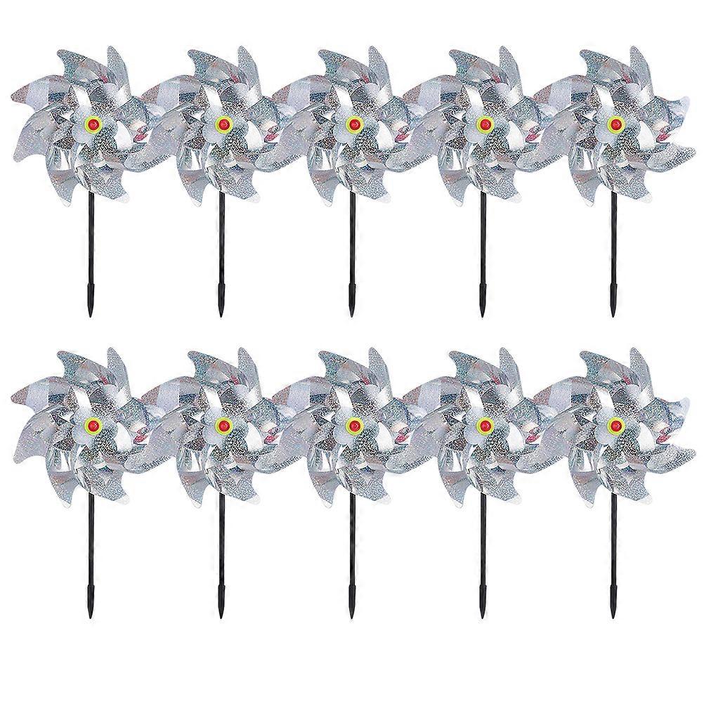 10 Pcs Tool Toys Sparkly Reflective Pinwheel Garden Whirlygigs Spinners Garden Windmill