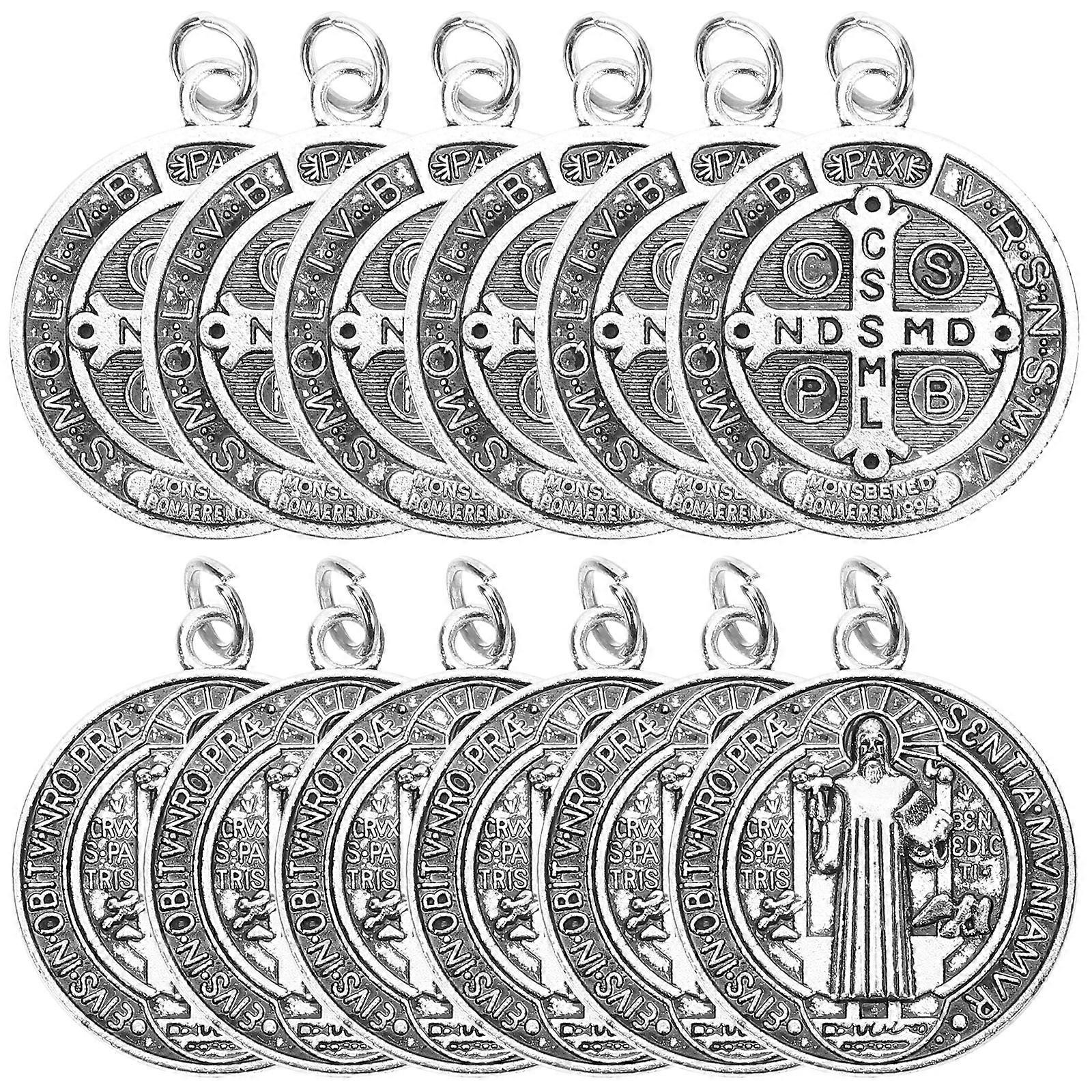 12Pcs Saint Pendant Necklace Pendant Keychain Pendant Alloy Charm Italian Pendant (Random Style)