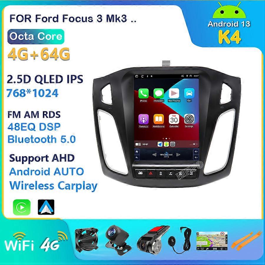 Car Radio Multimedia android 13 Player For Ford Focus 3 Mk3 2012 -2019 For Tesla Style Screen Navigation 2 din GPS 2din Video 4G