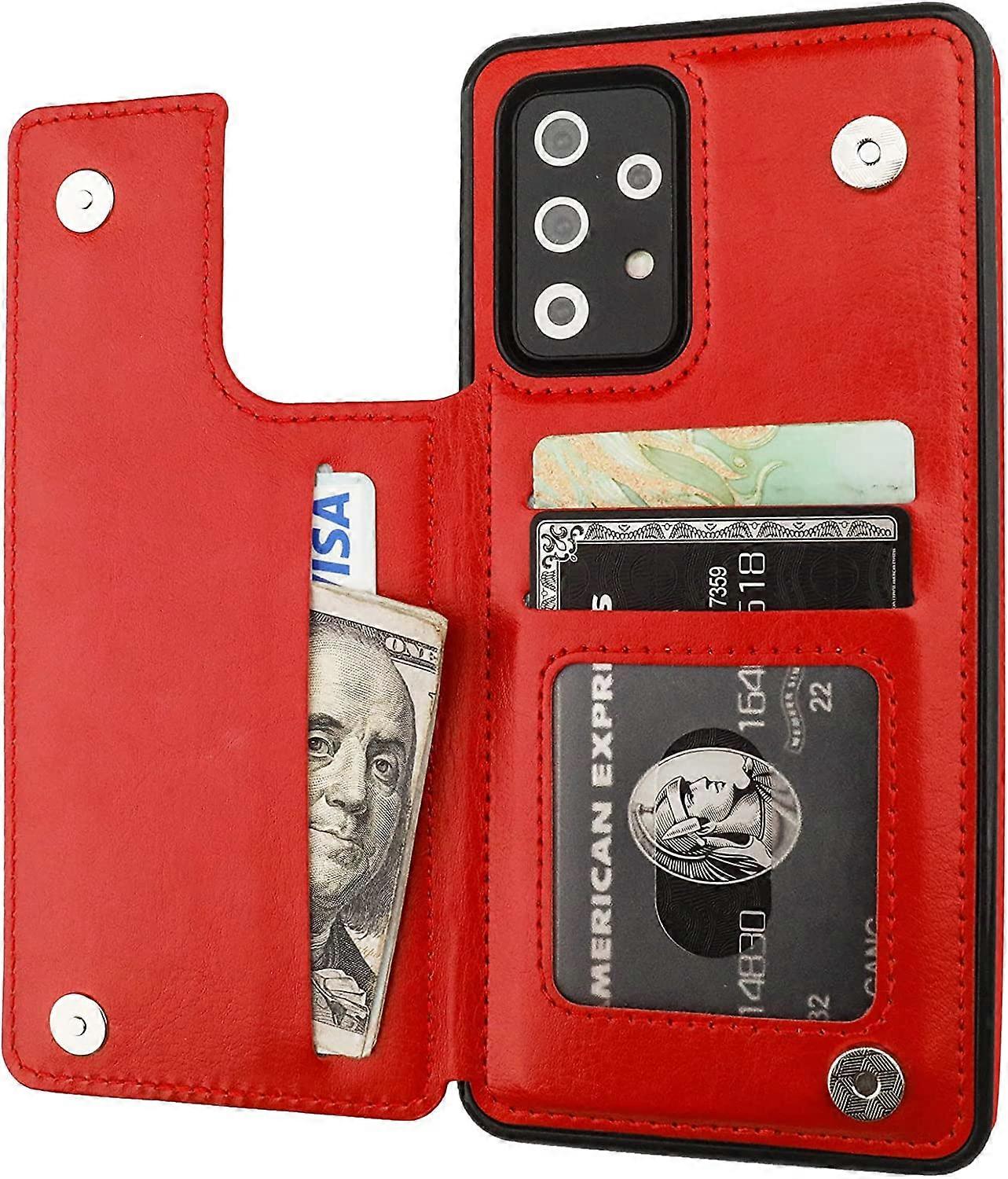 Compatible with Samsung Galaxy A52 Wallet Case with Card Holder, PU Leather Kickstand Card Slots Case, Double Magnetic Clasp and Durable Shockproof Co