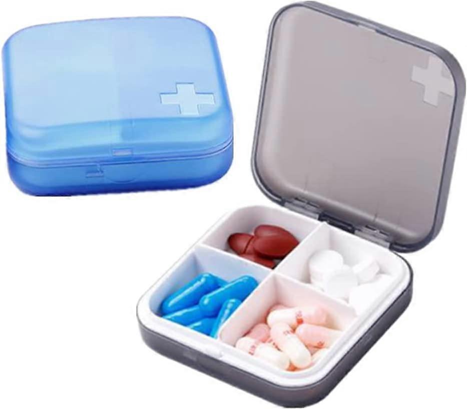 2 Pcs Pill Boxes Small Pill Organizers Portable Pill Storage Cases for Travel Work (4-D-W)