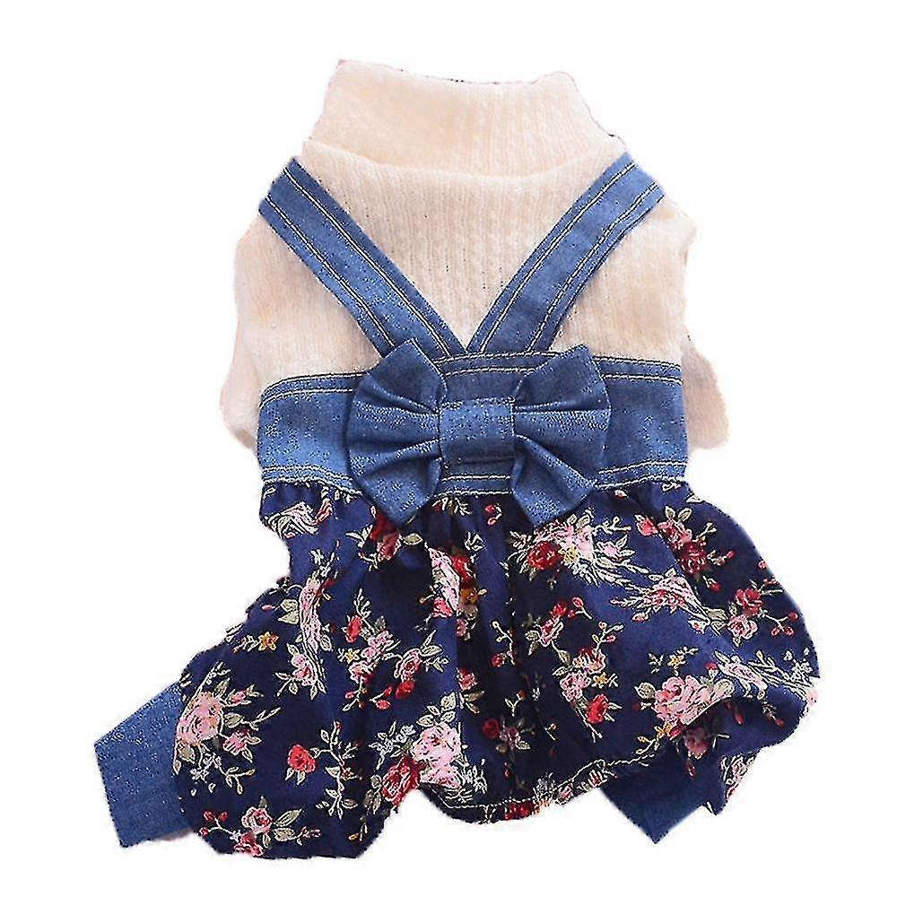 חיות מחמד כותנה ג'ינס ג'ינס כחול כתפיה שמלה כללית קיץ דק ג'ינס חצאית כללית חתול כלב בגדים יומיים תחפושות -r