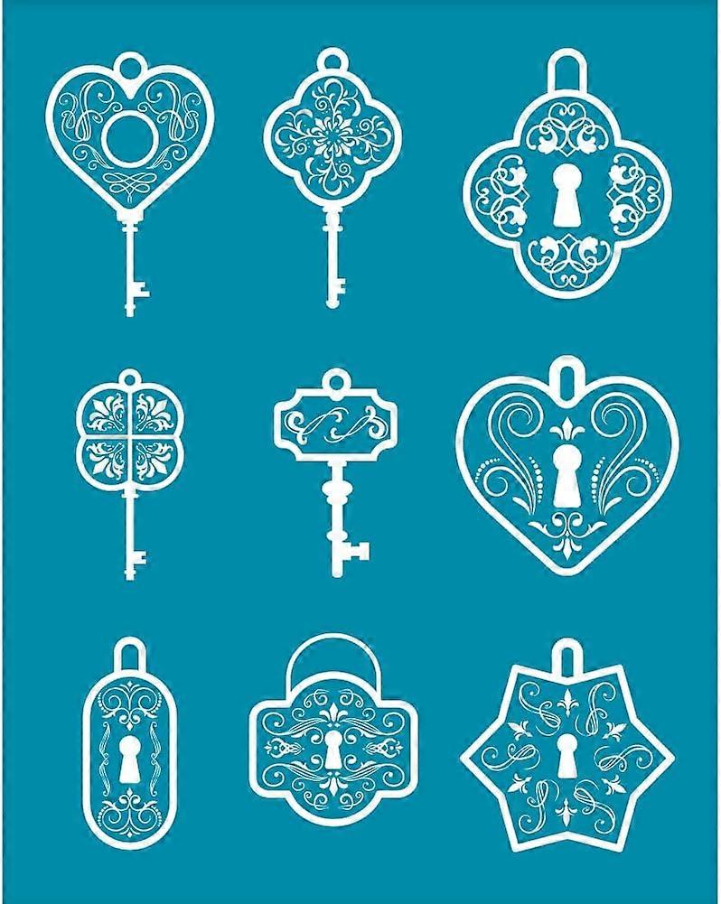 4x5 Inch Clay Stencils Lock Pattern Silk Screen for Polymer Clay Vintage Vine Keys and Locks Silk Screen Stencils Mesh Transfer Stencils Key Theme Mes