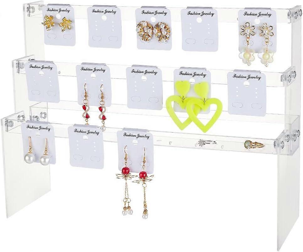 Earring Display Holder 3-Tier Stud Earring Organizer Dangle Hoop Earring Storage Display Retail Jewelry Photography Props Jewelry Display with 21pcs C