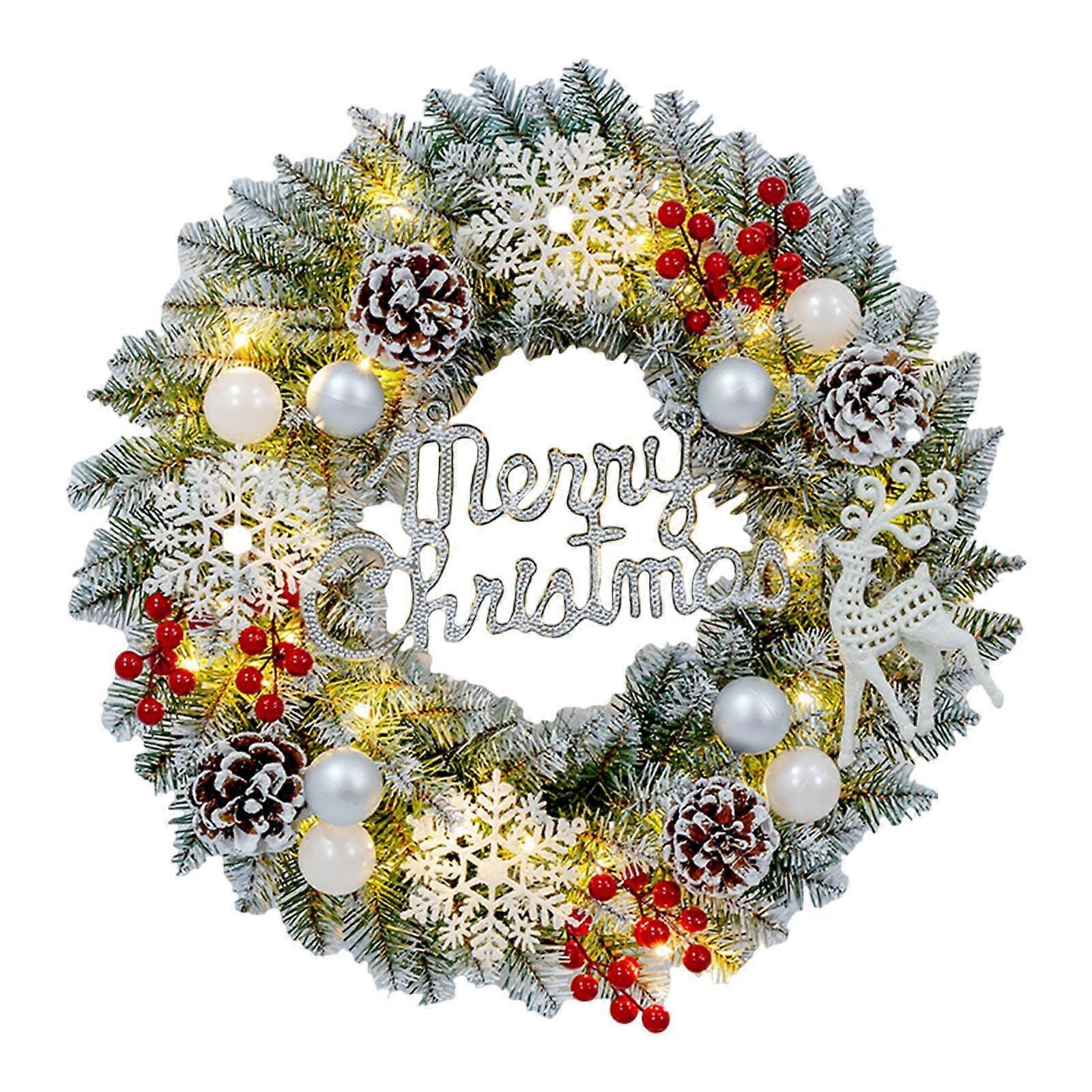 Weihnachtskranz mit Lichtern 60cm Weihnachtskranz für Indoor Outdoor Feier