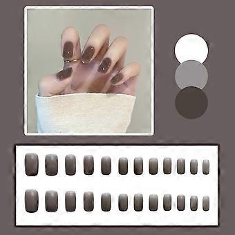 Glanzende Bruine Kunstnagels Vinger Natuurlijke Onbreekbare Nagel Eenvoudige Slijtage voor Vrouwen en Meisje Nagelsalon