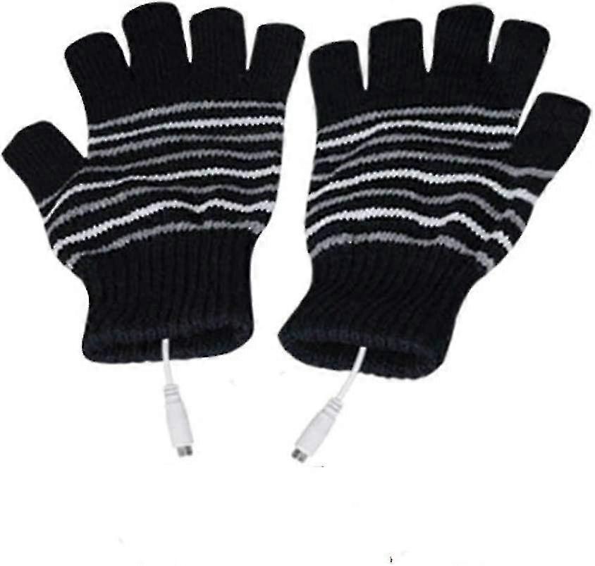 Usb Powered Gloves Heating Knitting Wool Cute Gloves Fingerless Warm Gloves