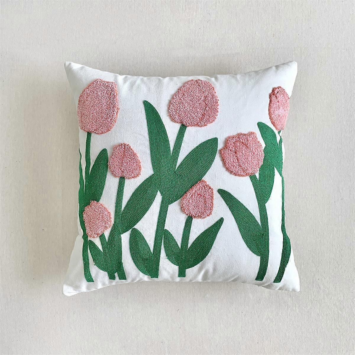 Pastoral Sofa Pillow Decorative Throw Pillow 18x18 Inch Linen Farmhouse Style For Cozy Living Room Decor