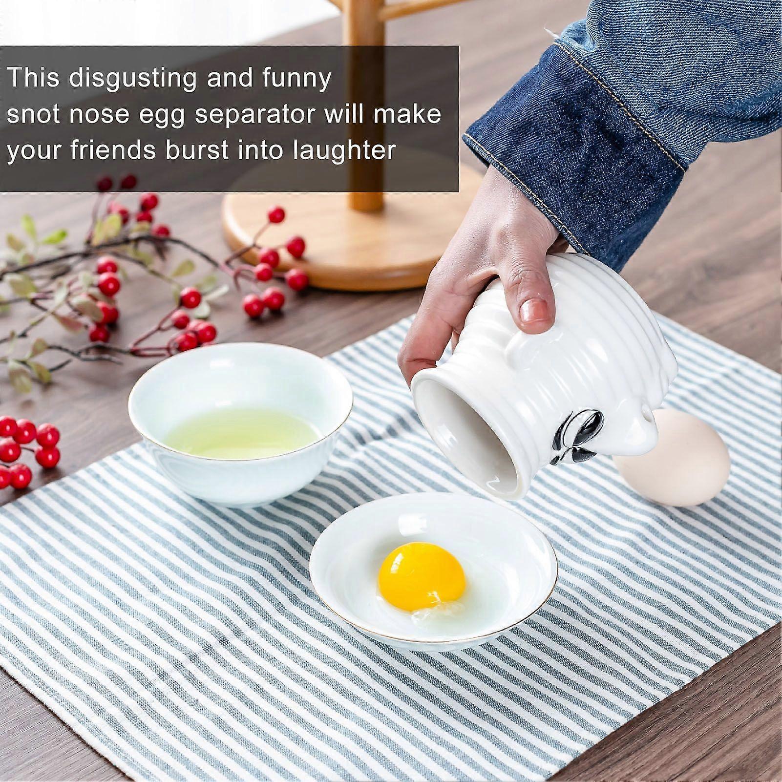 Creative Egg Separator Durable Ceramic Egg Kitchen Egg White Separator, White Genie