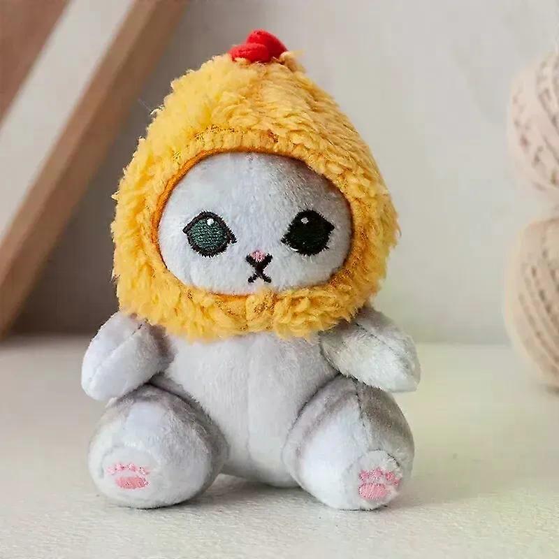 12cm漫画かわいいサメ猫フライドシュリンプ猫ぬいぐるみ人形ペンダントチャームパッケージペンダント