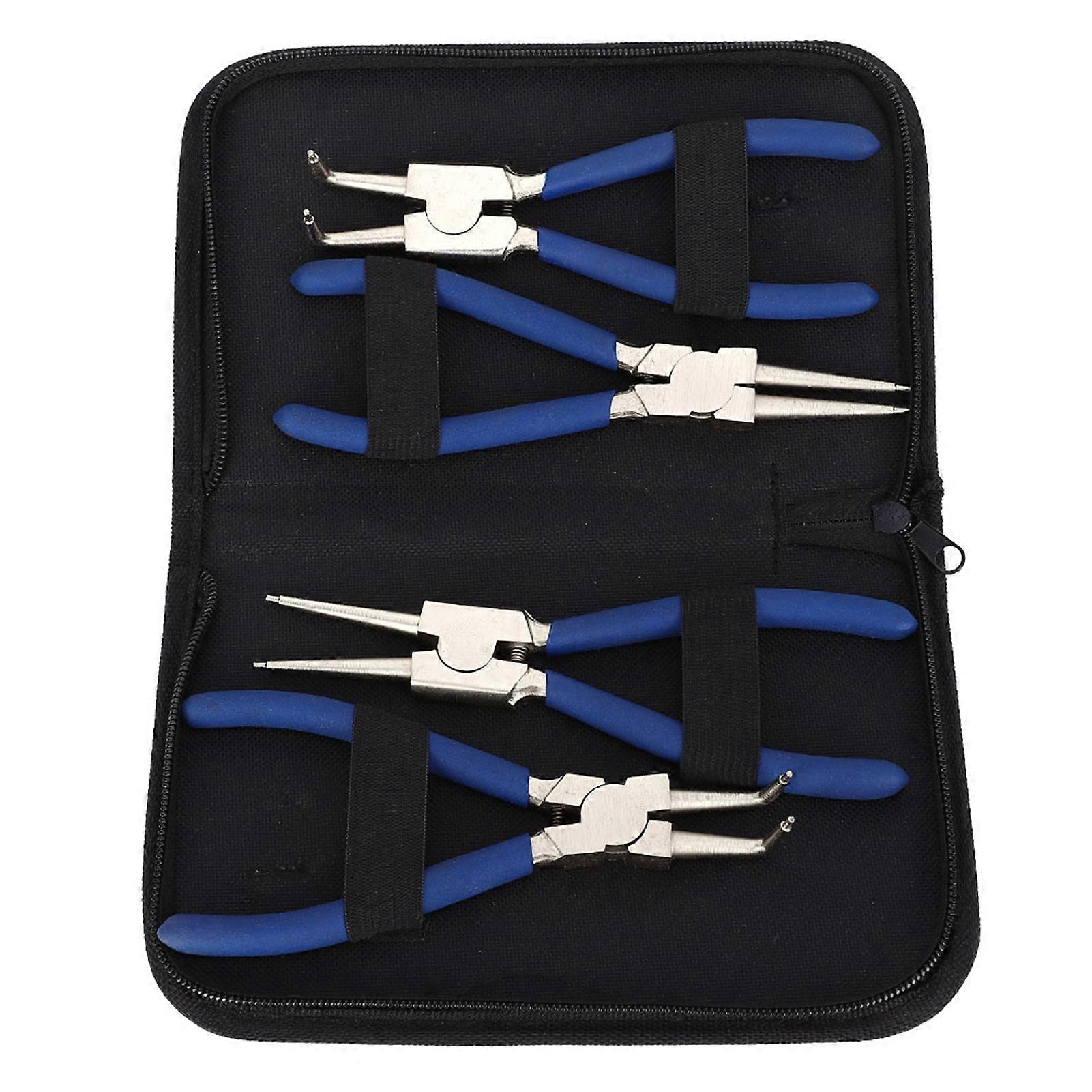 Jadeshay Jewelry Pliers 4pc Professional 7" Internal External Straight Bent Circlip Snap Ring Pliers Set RDRV1