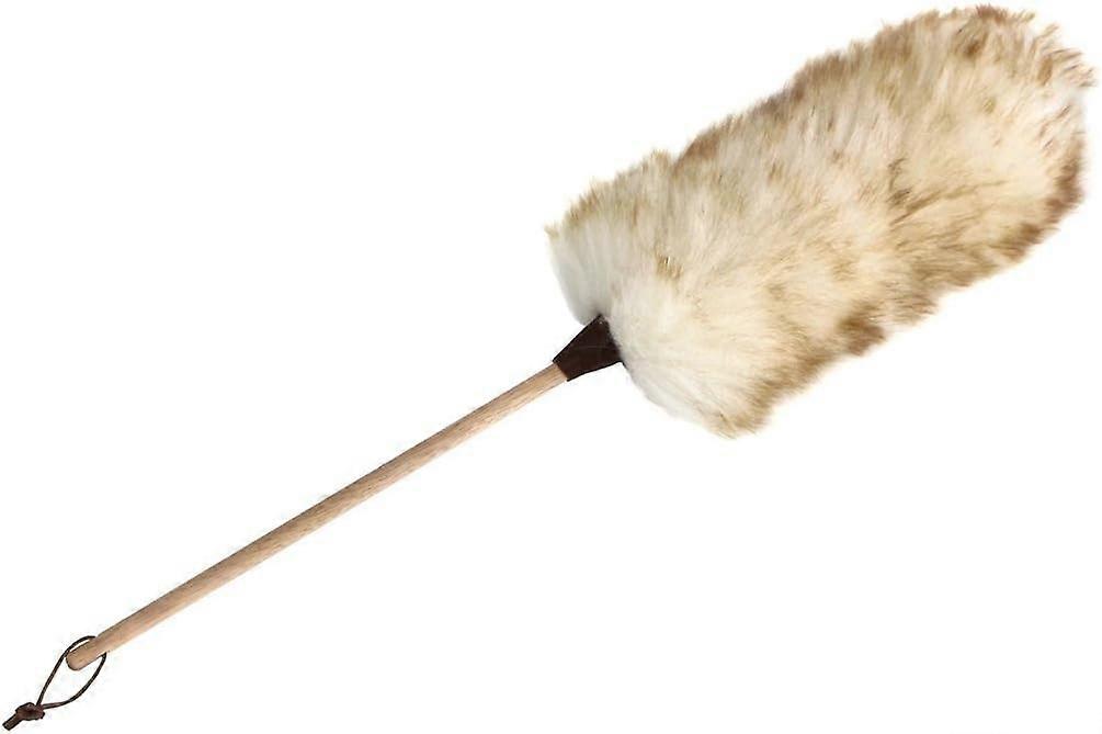 Lambskin feather duster with wooden handle