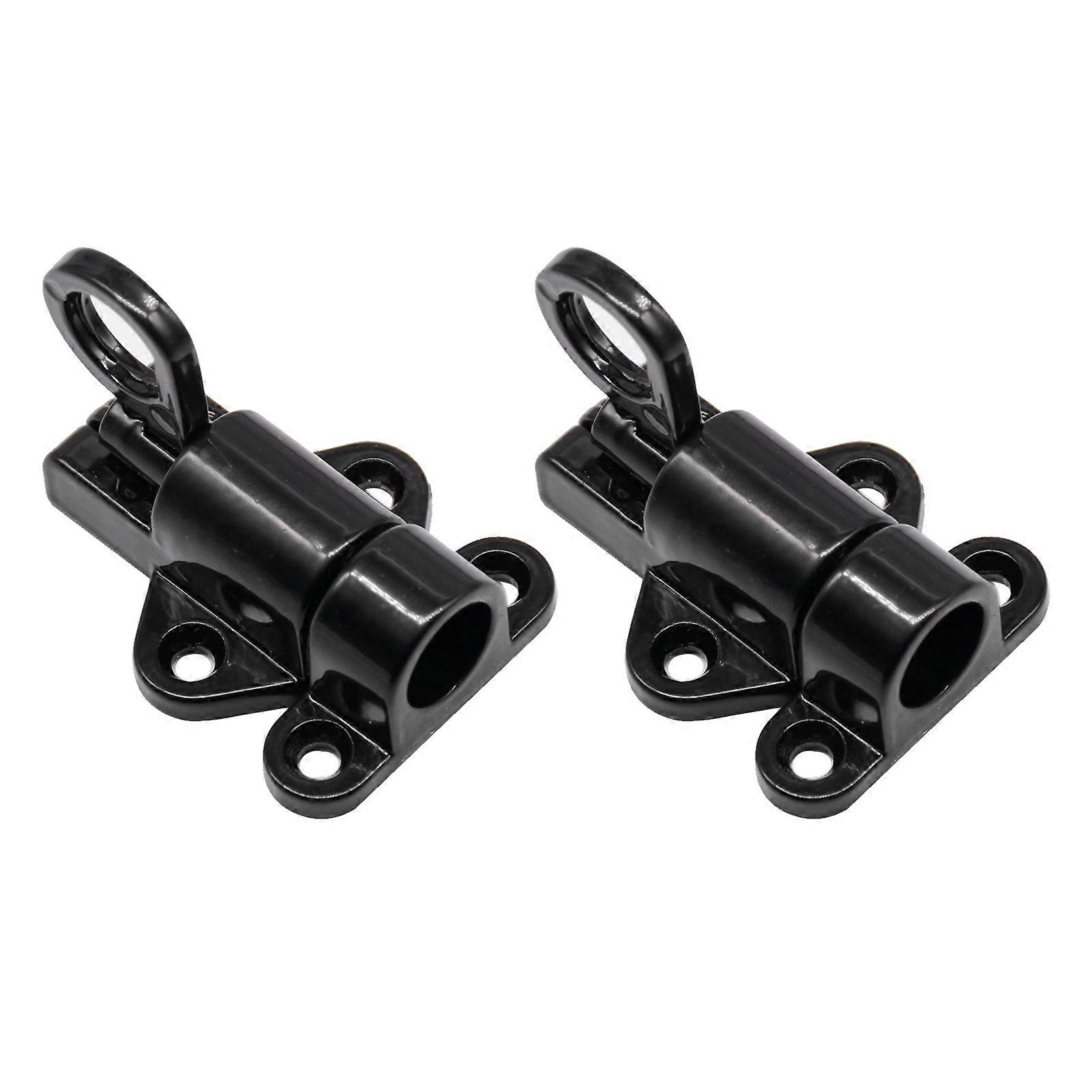 2PCS Pull Ring Latch Locks, Aluminum Alloy Spring Load Automatic Door Window Gate Bolt Lock with Screws Black