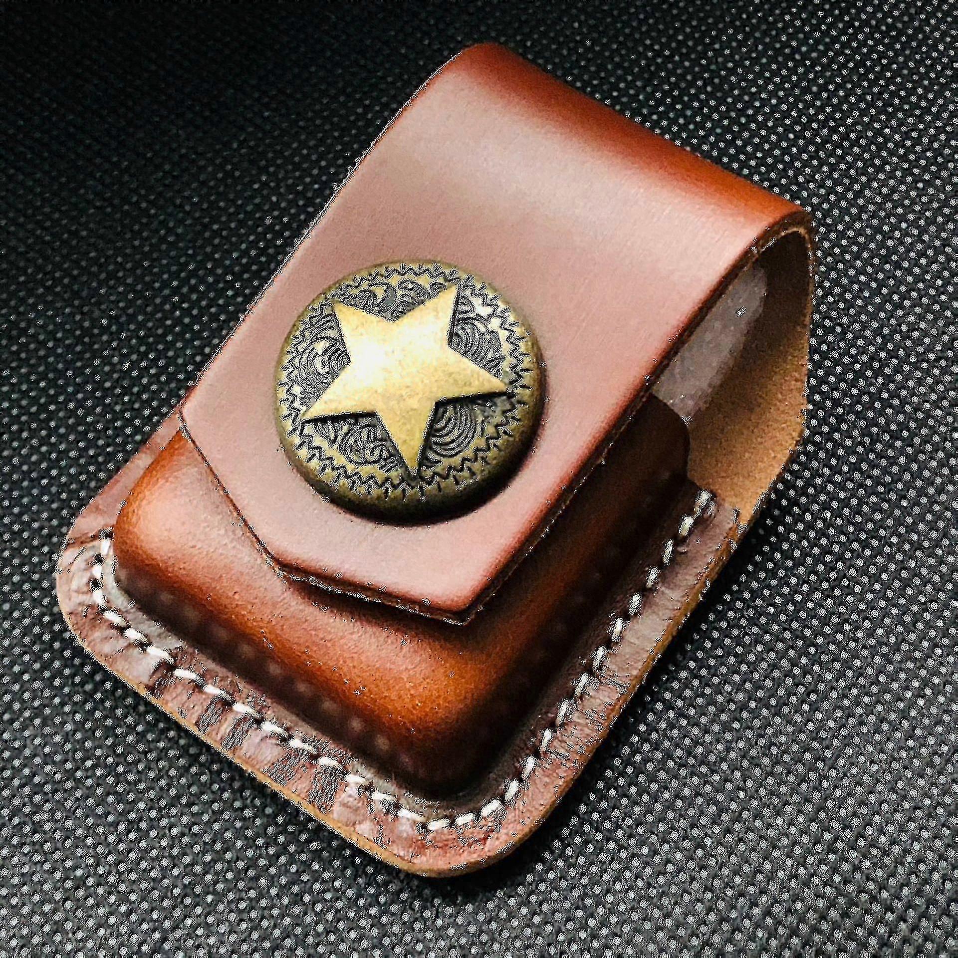 Hecho a mano Genuine Leather Lighter Case Cover Holder Windproof Lighter Box Case para Zippo Lighter Leather Cover Case