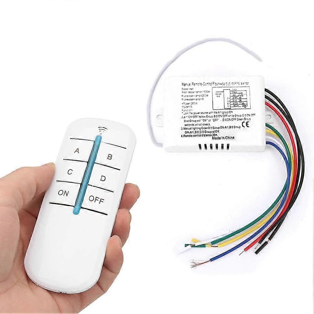 220V Wireless Remote Control Switch, Digital Switches, 4 Button Wall Switch, Remote Control Switch, for Lighting Lights Fan
