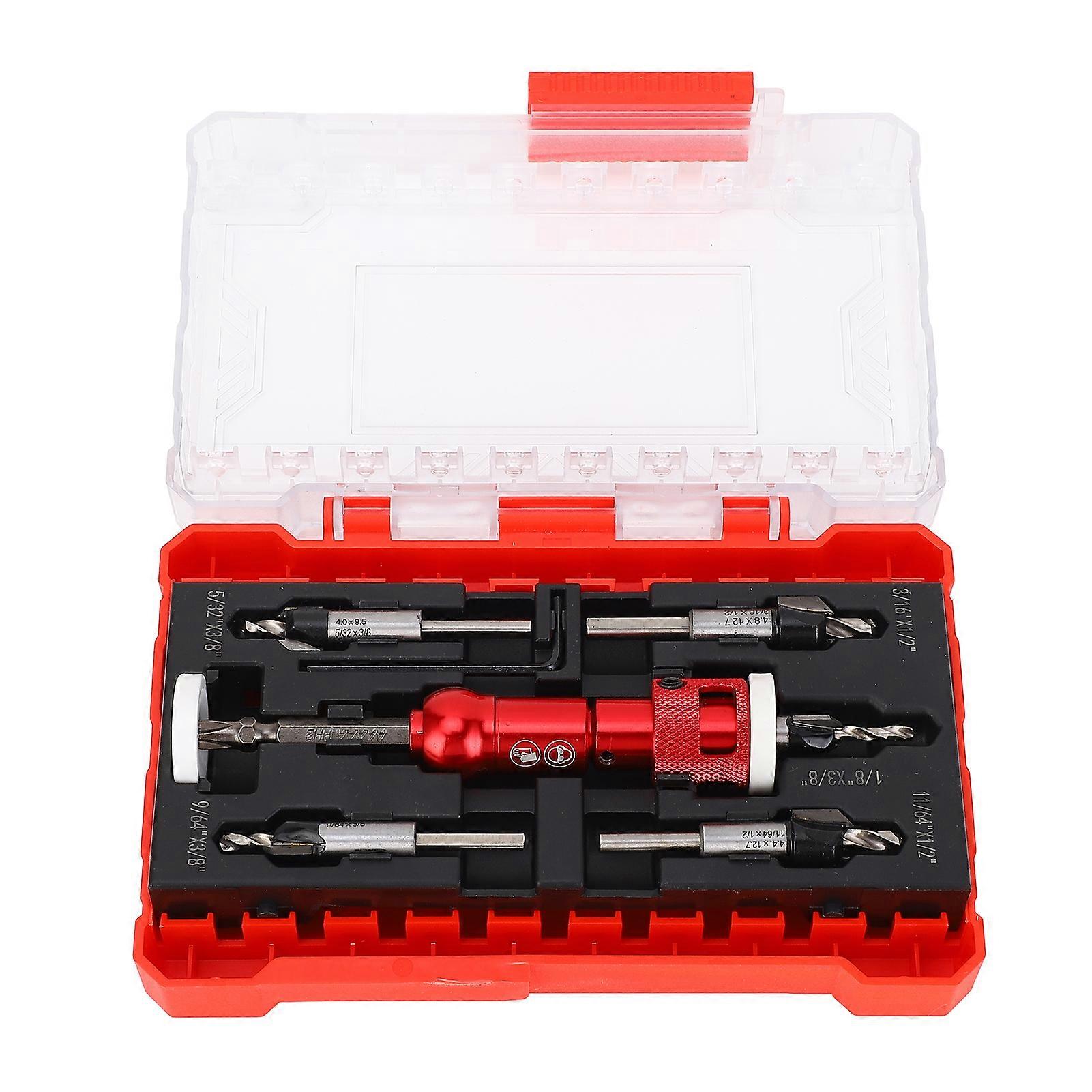 Countersink Drill Bit Set for Wood with Adjustable Depth Stop 82 Degree Carbide Tipped Pilot Screw Hole Set