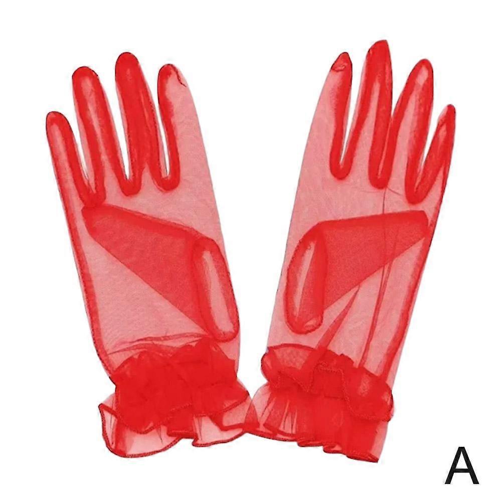 Transparent Gauze Lace Gloves Ultra Thin Wedding Mesh Gloves Ladies