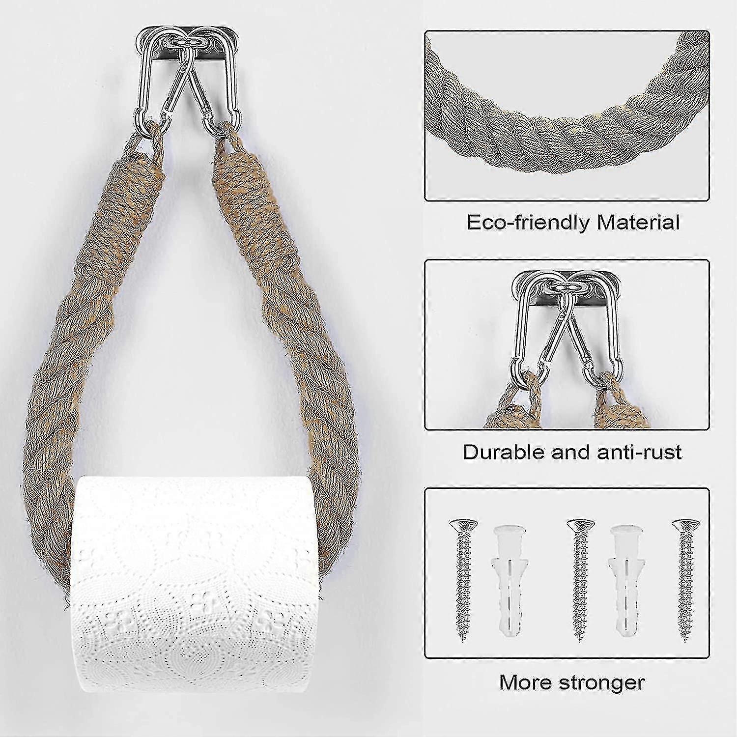 حامل ورق التواليت ، حامل منشفة حبل القنب للحمام والمطبخ حامل ورق الحمام حامل لفة المرحاض (أصفر)