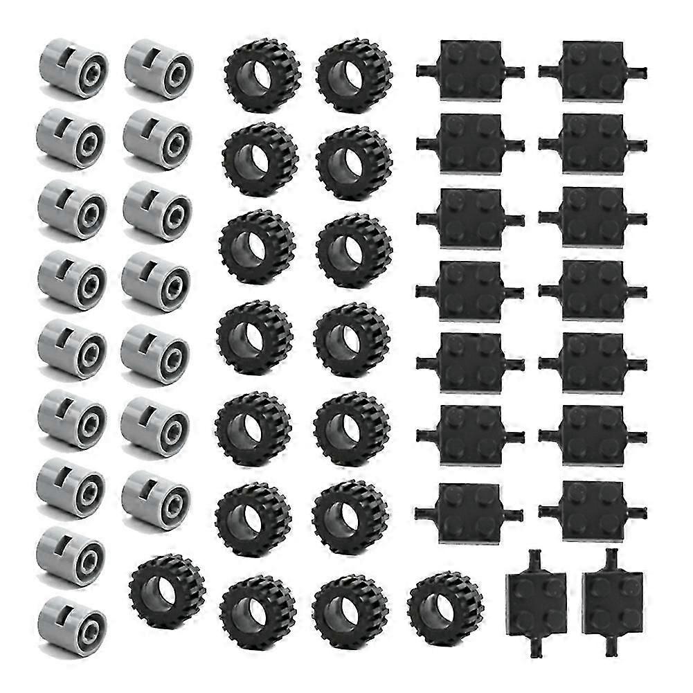 48PCS Mini Hjulaxlar Pack Block Biltillbehör Däcknav Klassiska byggstenar Barn DIY-leksaker Block för barn