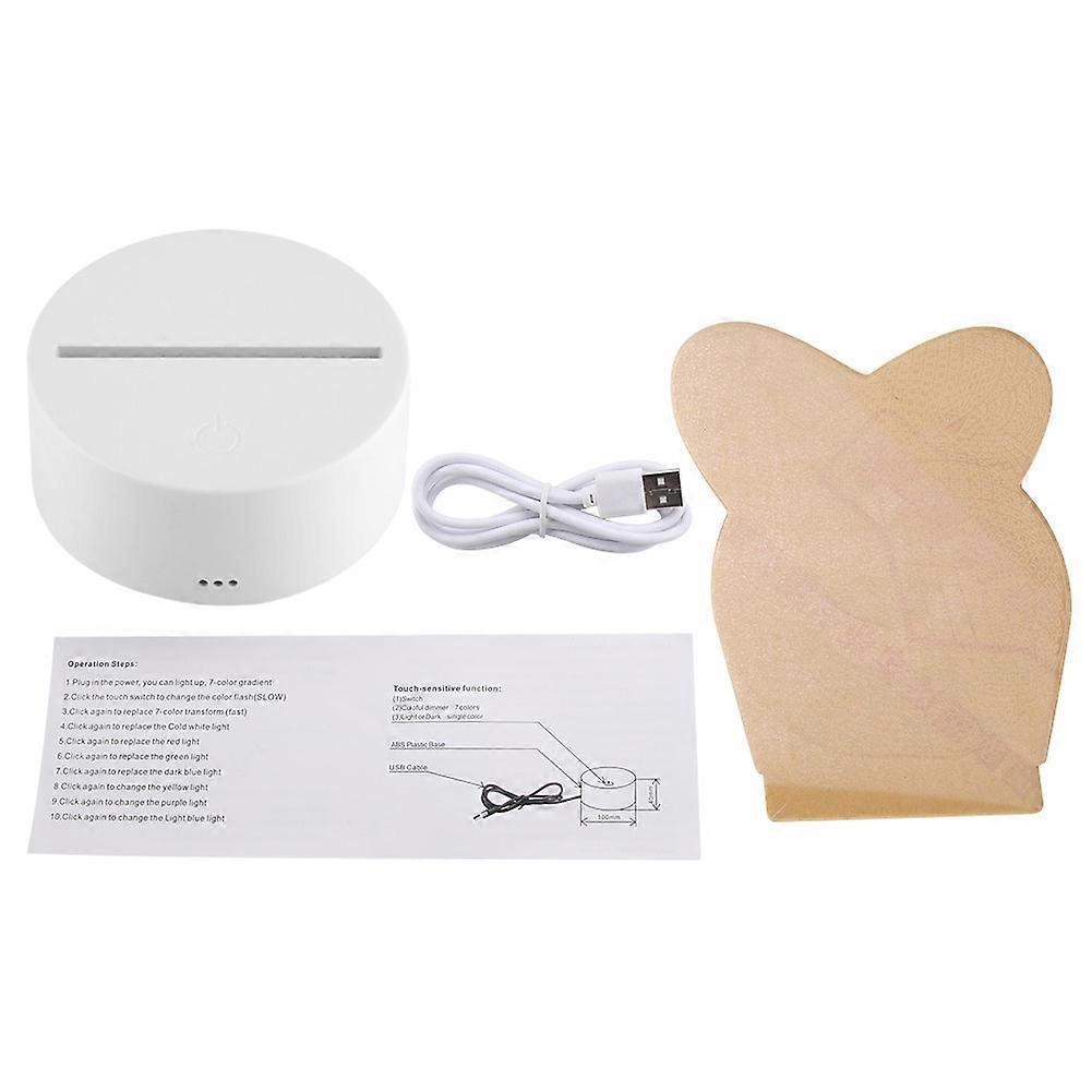 USB 3D Night Light Touch-Controlled Tabletop Lamp with Adjustable Brightness and Color Options