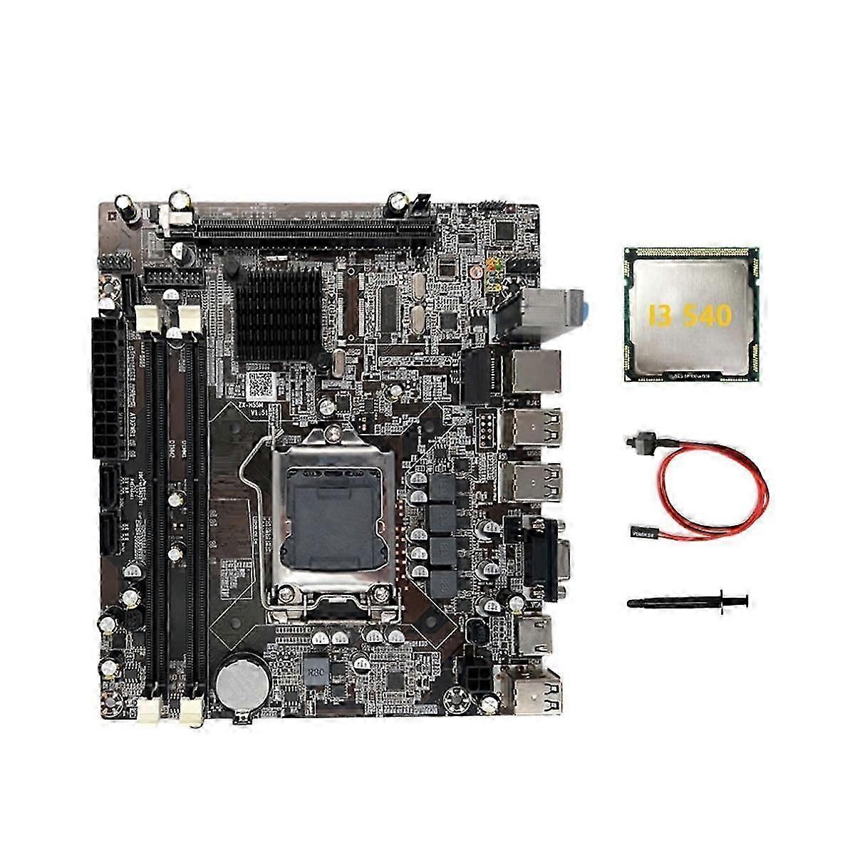 H55 Motherboard LGA1156 Supports I3 530 I5 760 Series CPU DDR3 Memory Motherboard+I3 540 CPU+Switch