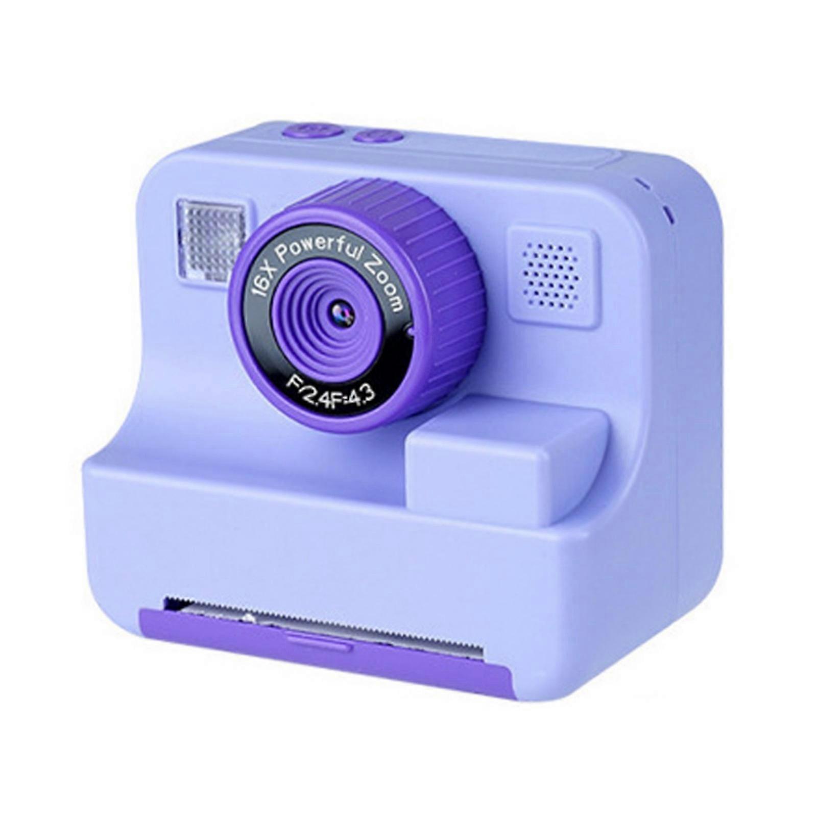 Child Friendly 1080P Kids Camera with Eye Safe Display and Instantly Print Capability Family Gathering Cameras Recorders Purple