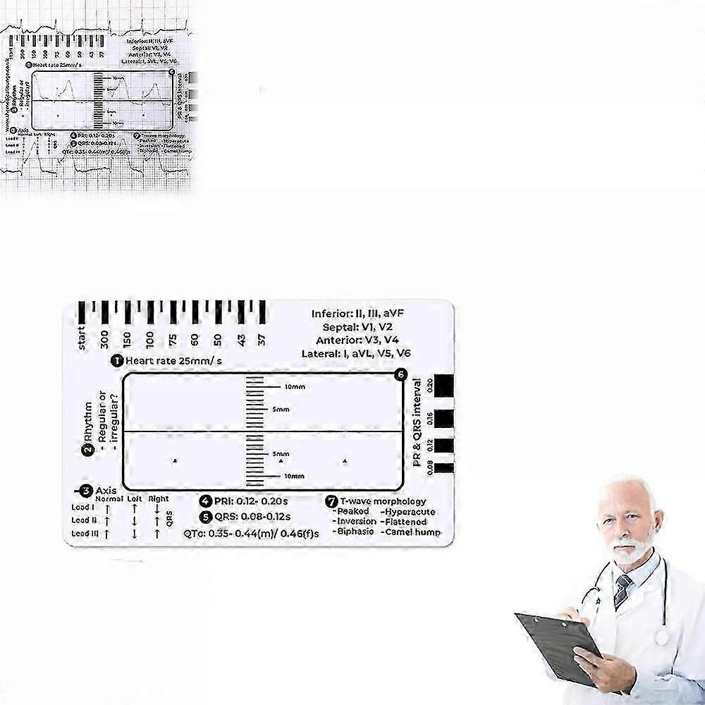 con ECG/EKG 7 Step Ruler Card For ECG/EKG Interpretation,Portable ECG EKG Card Ruler