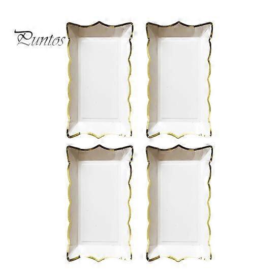 4Pcs/Set Disposable Fruit Plate Multifunctional Large Capacity Colorful Rectangular Disposable Tableware Plate for Picnic