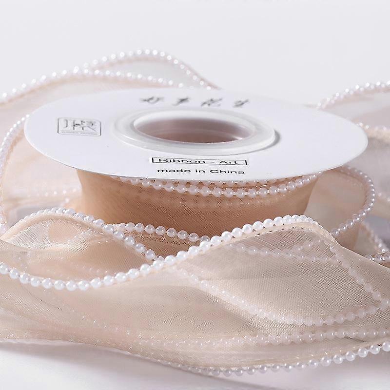 4cm Width Simulation Pearl Yarn Ribbon Flower Bouquet Gift Packaging DIY Handmade Bowknot Ribbon Birthday Wedding Decoration