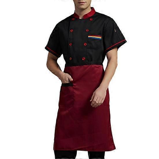 2 Pcs/Set Chef Shirt Apron Set Stand Collar Double-breasted Long Sleeve Unisex Soft Stain-resistant
