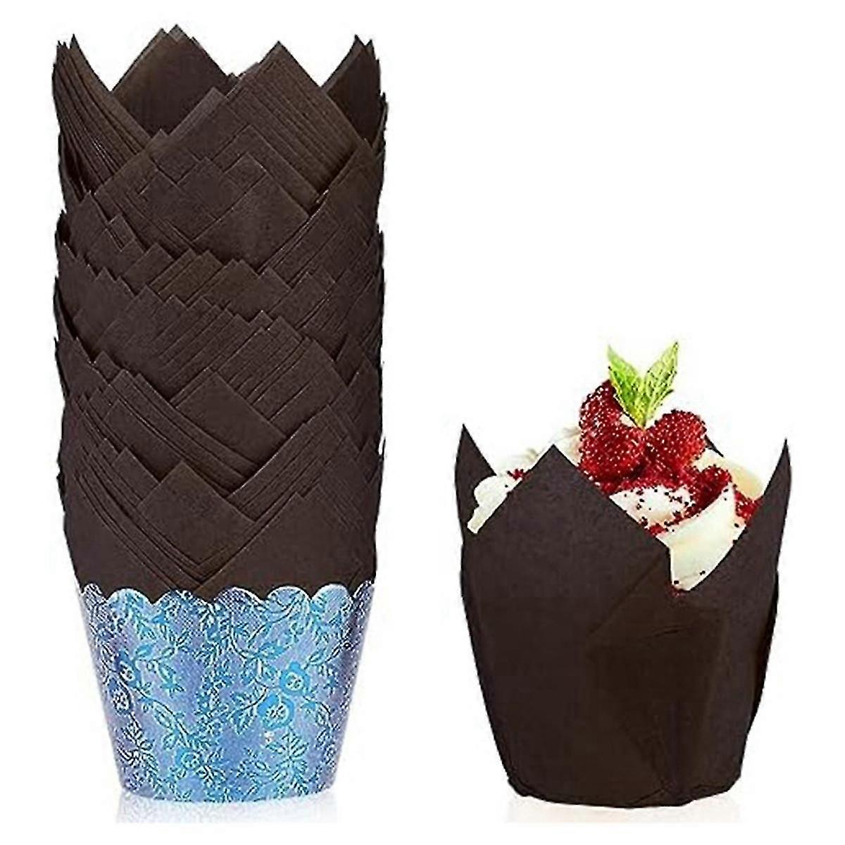 50 Pcs Tulip Cupcake Liners,Tulip Baking Paper Cupcake & Muffin Liners Unbleached Baking Cups Cupcake White JP