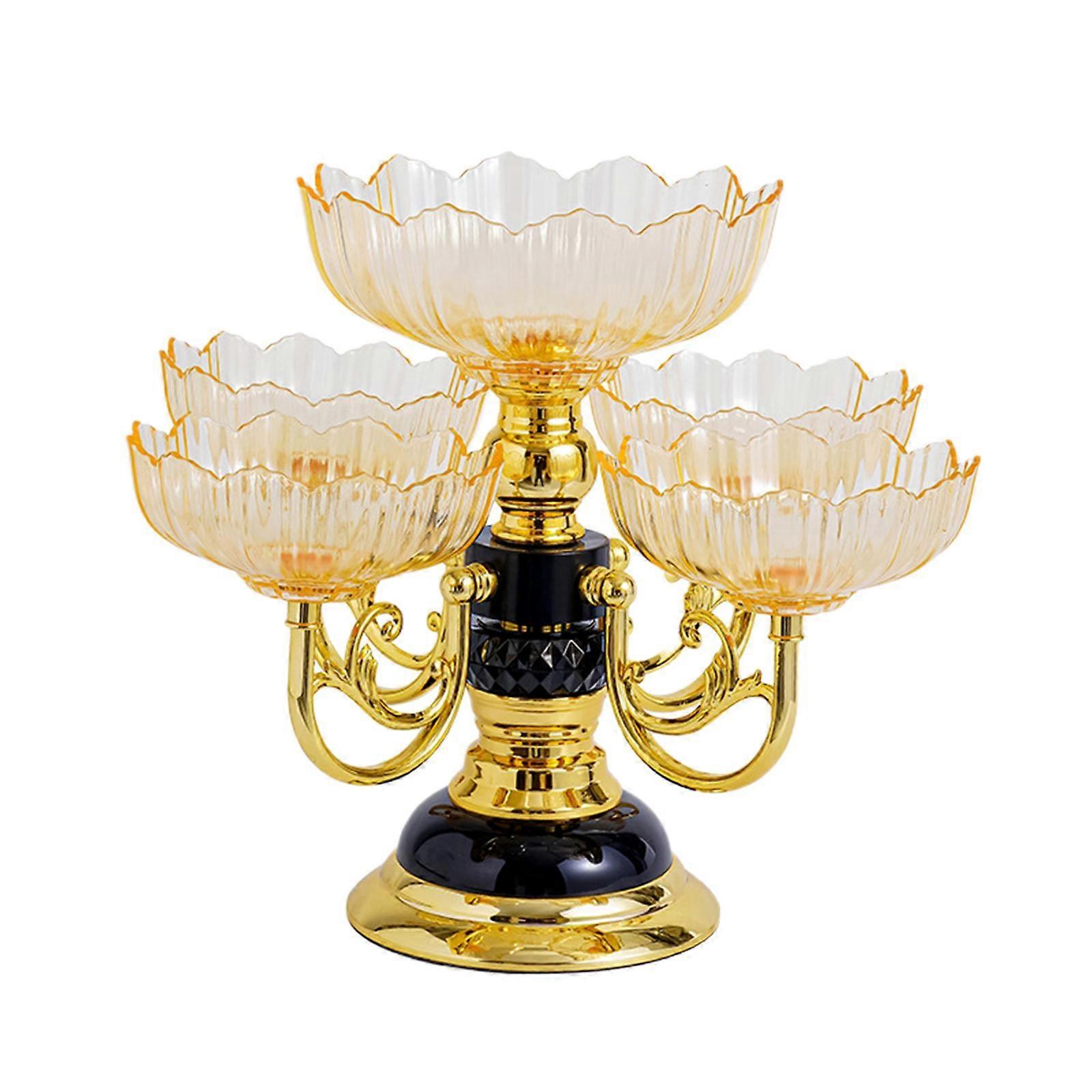 Flower Shape Appetizer Platter Snack Serving Tray Rotating with 5 Bowl European