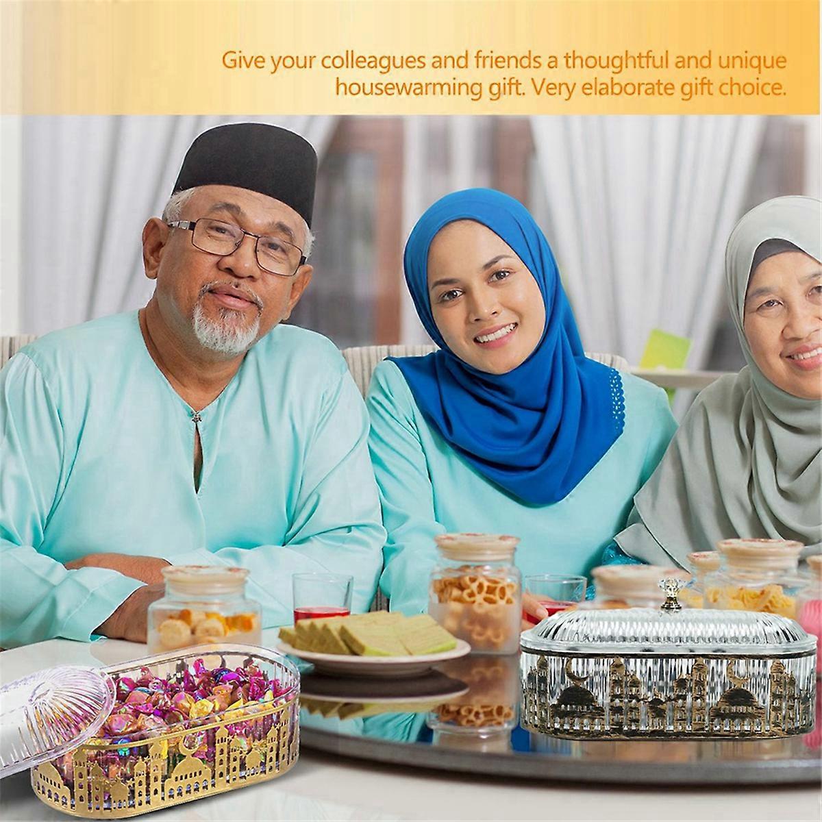 Ramadan Festival Candy Snack Storage Box Eid Candy Snack Jar Gold