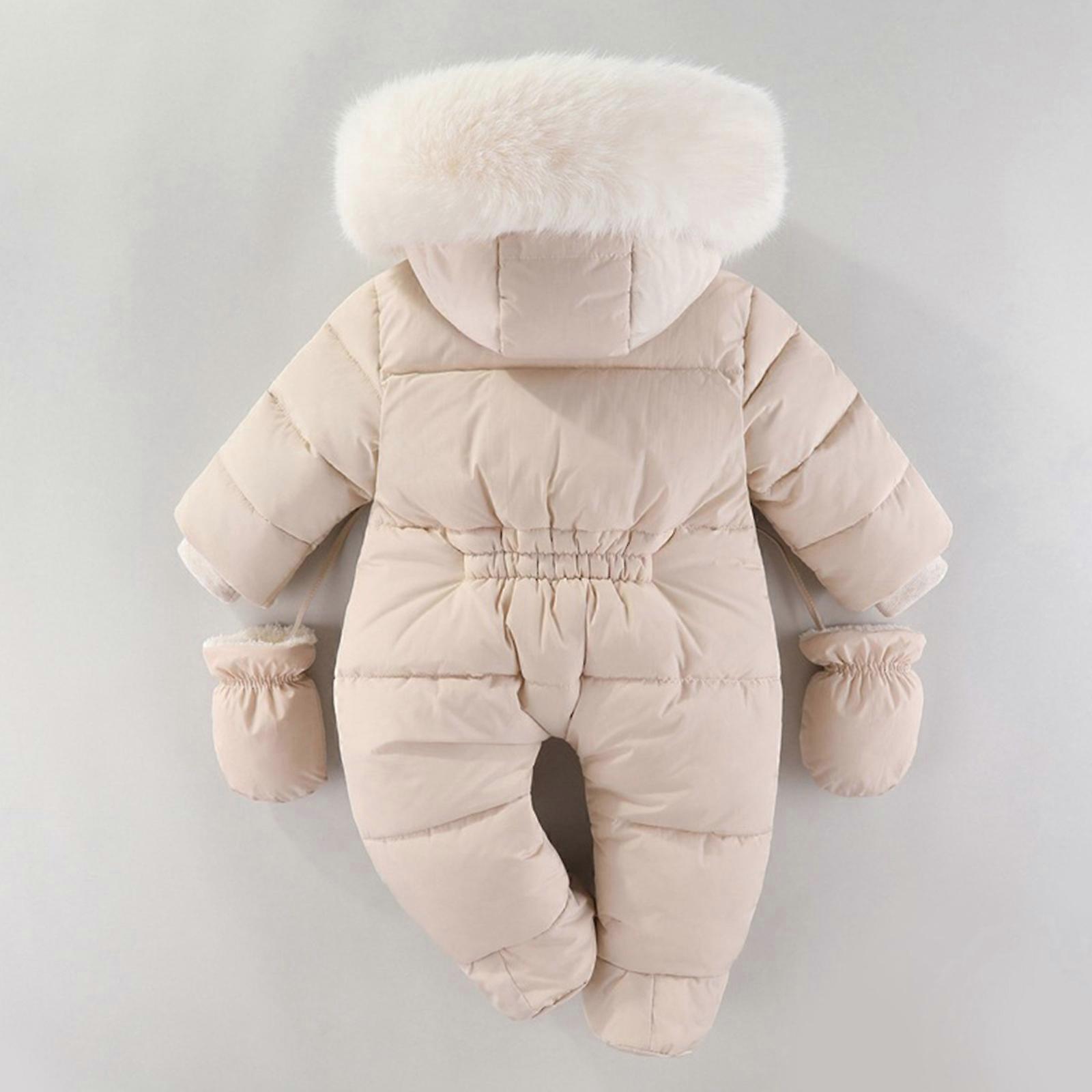 Infants Hooded Jumpsuit Soft Velvet Baby Romper Winter Toddler