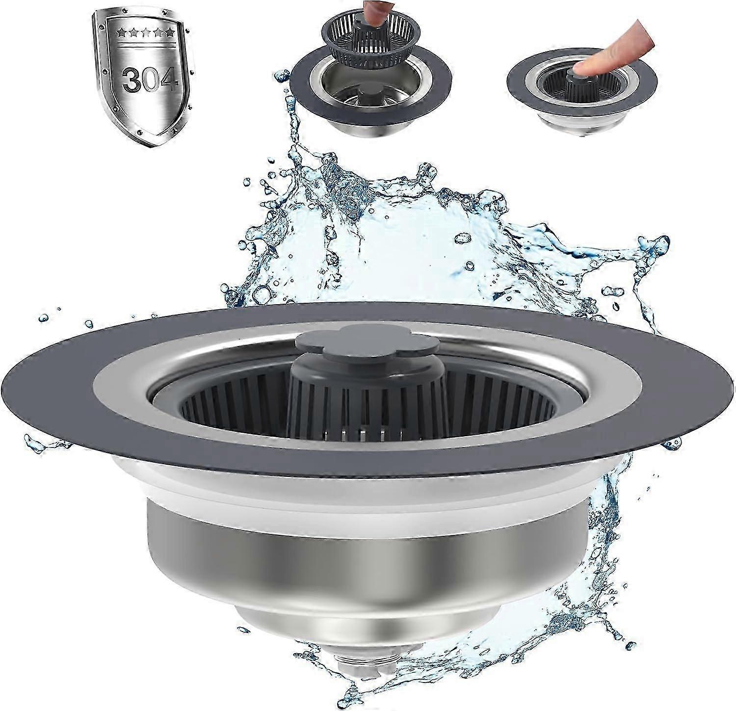 3-in-1-Küchen-Pop-up-Anti-Clog-Spülbeckensieb Passend für das 3-1/2-Zoll-Küchenabflussrohr nach US-Standard