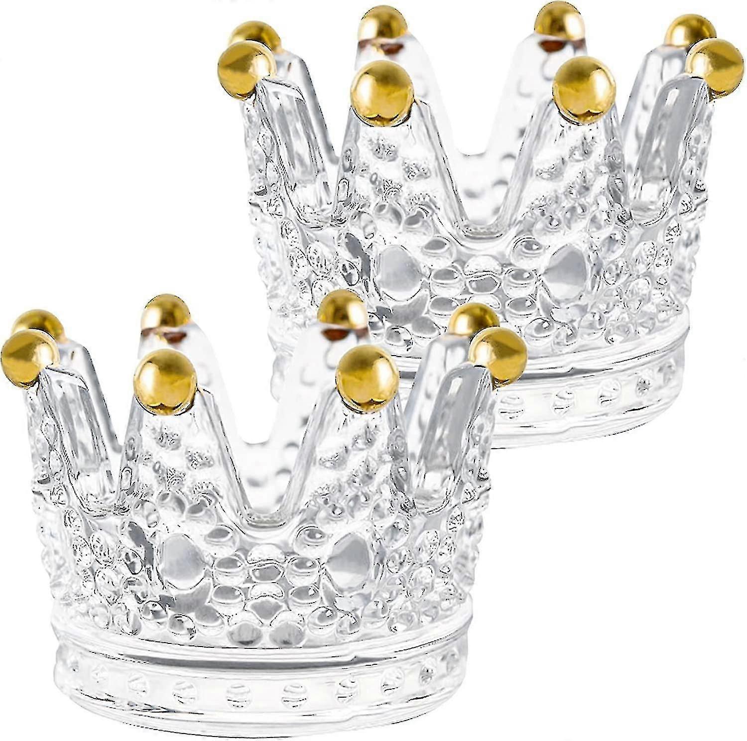 2-pack Glass Crown Candle Holder