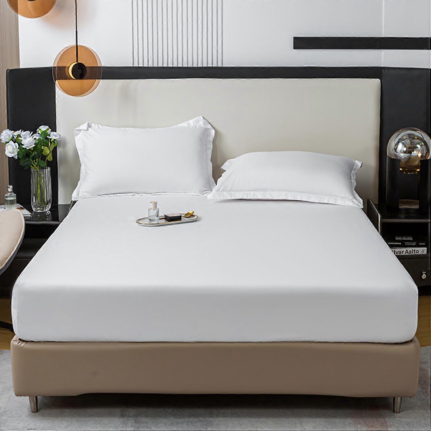 Fitted sheet with pillowcase solid color breathable full elastic wrinkle-free easy care bed sheet queen size bed sheet