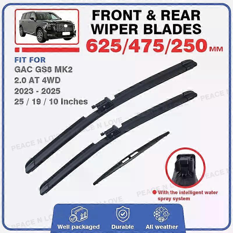For For Trumpchi GAC GS8 MK2 II 2023 2024 2025 2.0 AT 4WD Front Rear Windscreen Wiper Blades With The Intelligent Water Spray System