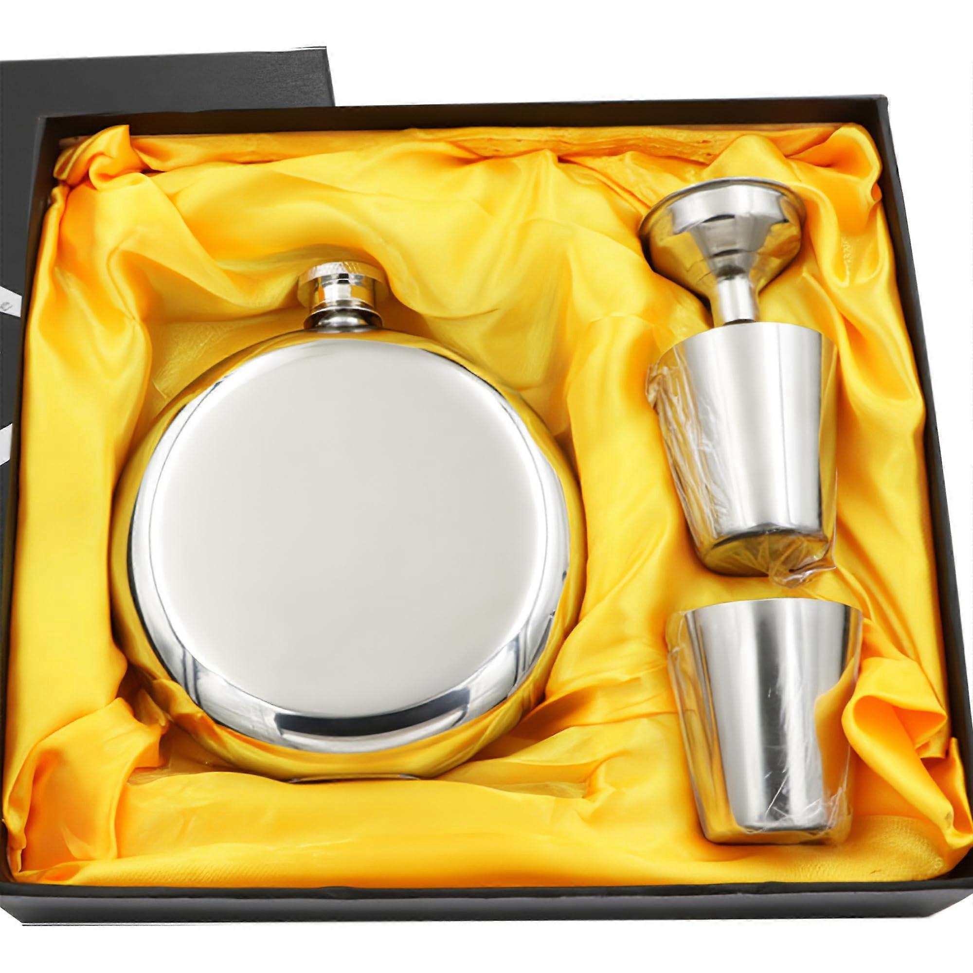1 Hip Flask Gift Set with Mirror Finish Round Design for Outdoor Activities 5oz/150ml