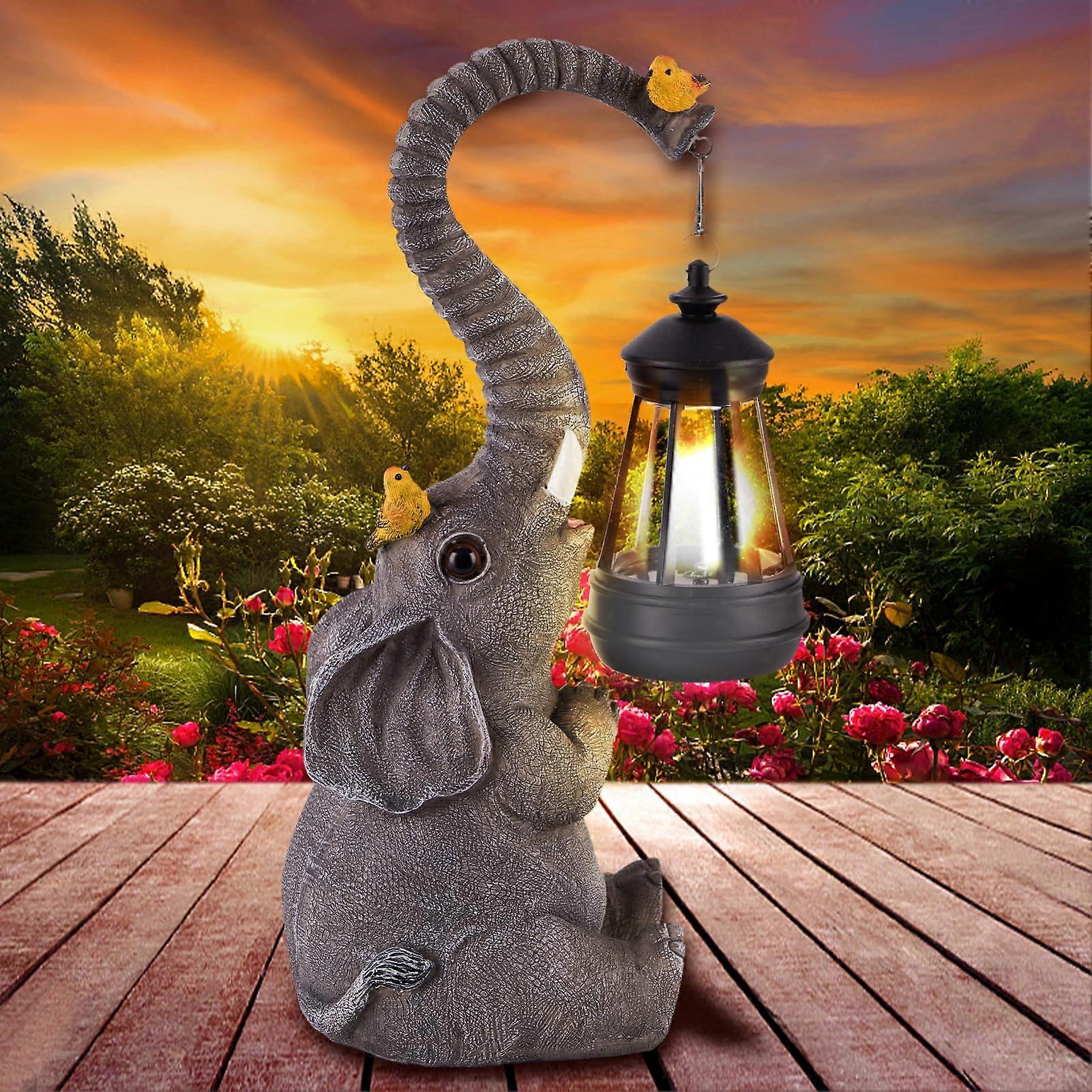 Sun -energy outdoor garden sculptures lights, mother gifts birthday gifts for women, lucky elephant gifts