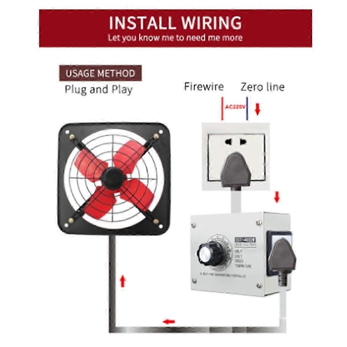 4000W Voltage Controller Adjustable SCR Dimmer UK Plug Stepless Variable Speed Voltage Regulator