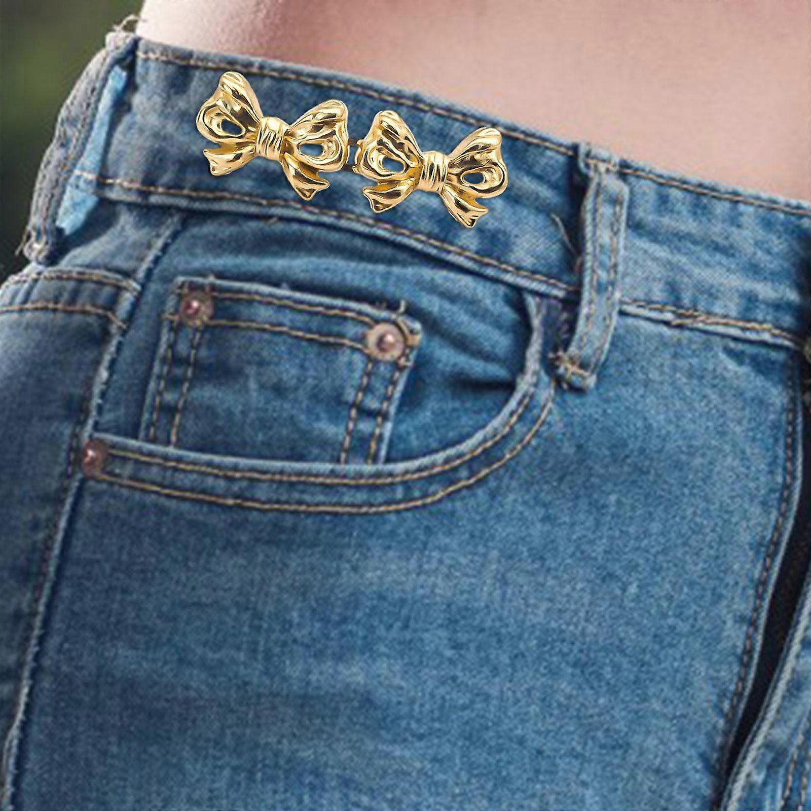 Adjustable Waist Buckle Extender for Jeans No Sewing Required Jean Buttons Pant Tightener