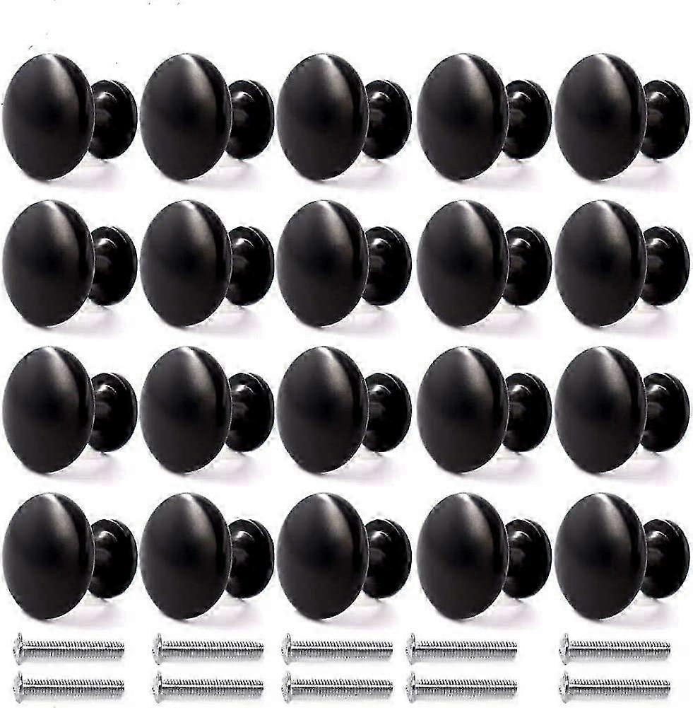 20PCS Door Knobs Drawer Knobs 30mm Vintage Handles Furniture Cabinet Knobs (Black)
