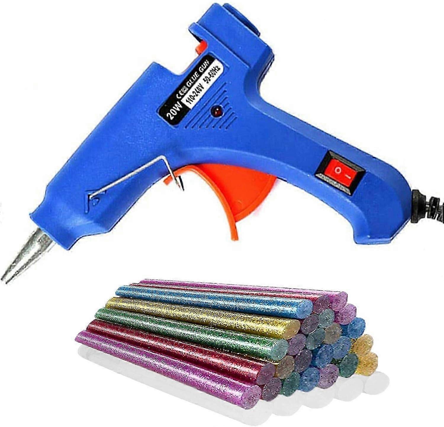 20W Hot Glue Gun, Mini Glue Gun with 30 Glue Sticks, Heating Glue Gun for Repair, Craft, DIY (Blue)