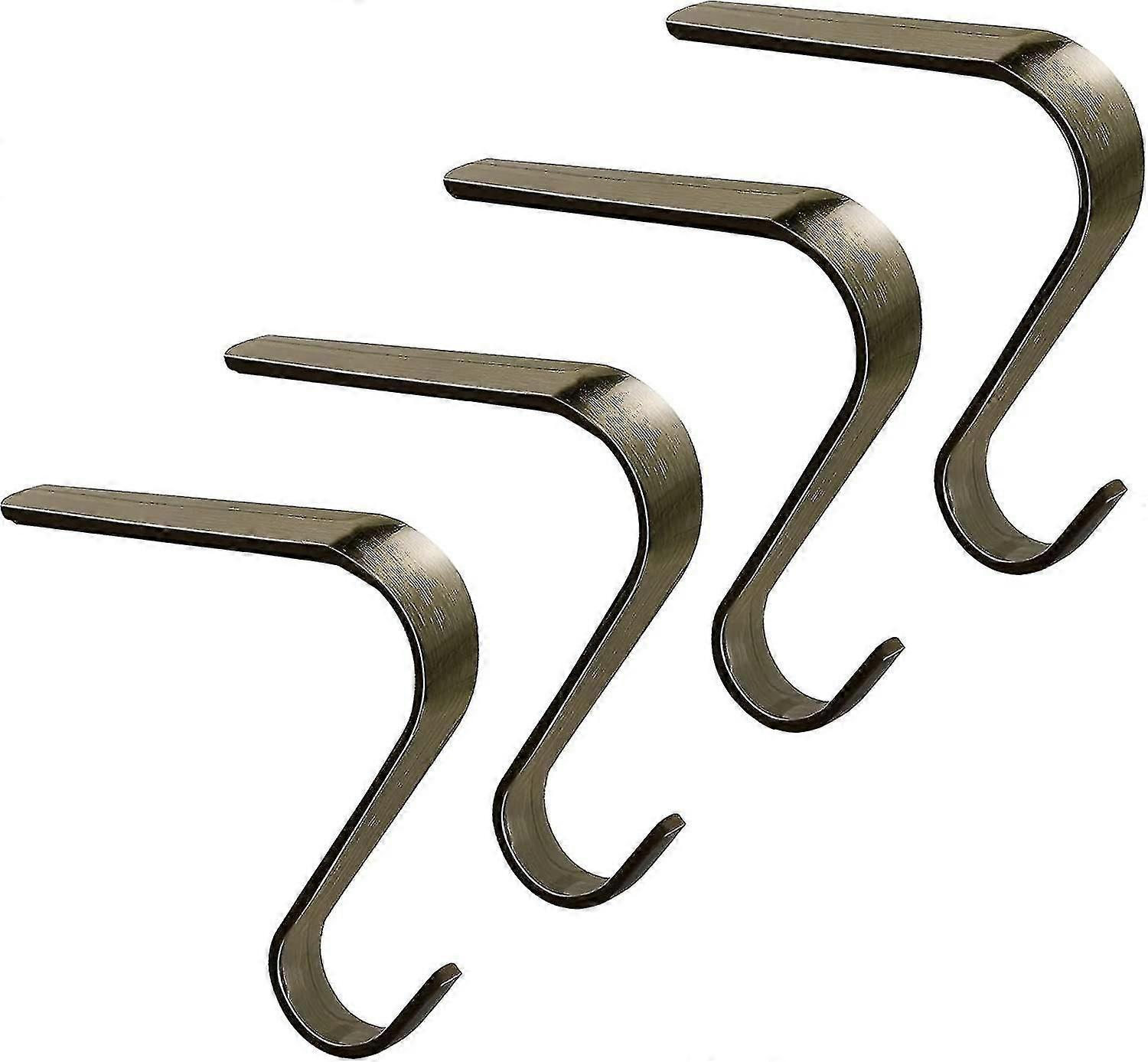 Christmas Stocking Holders For Mantle Set Of 4. Heavy Duty Fireplace Hanger Hooks With Non-slip Strips